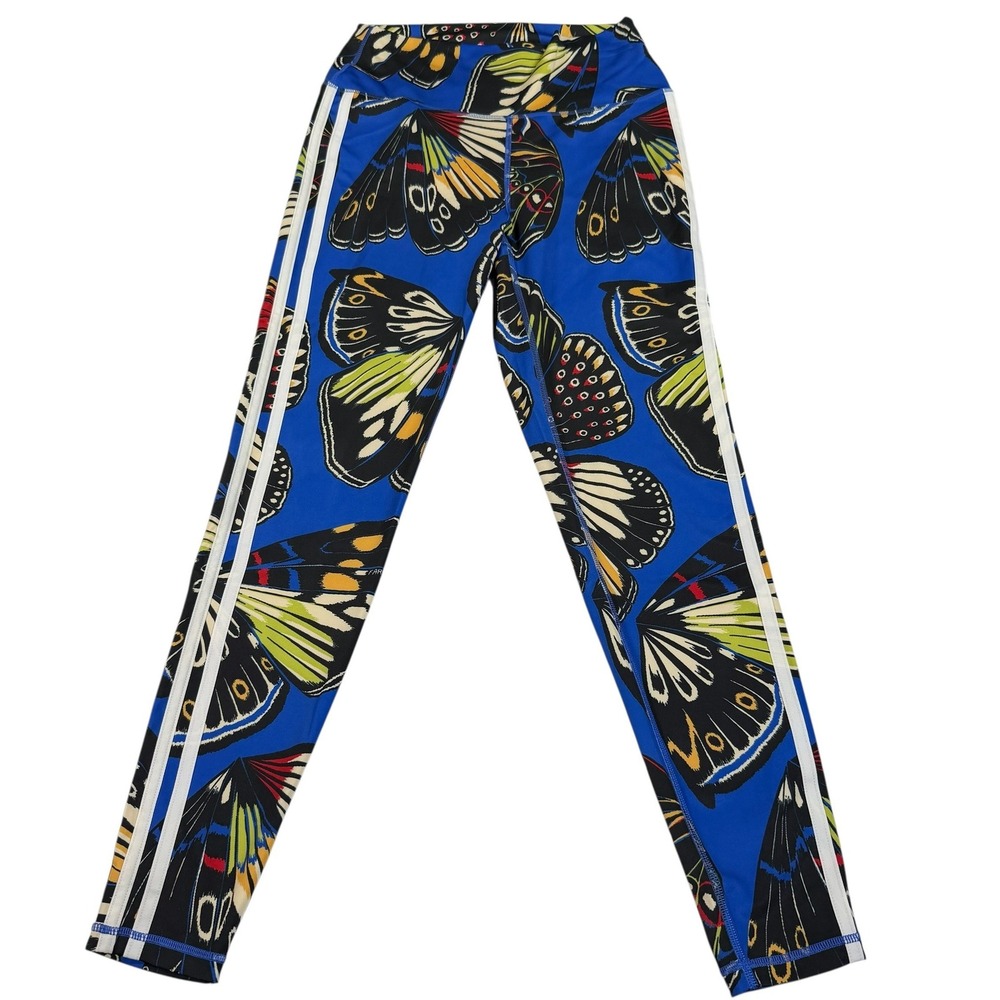 Adidas x FARM Rio Butterfly Print Training Leggings Women's M Blue NWT Gym